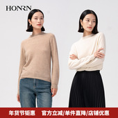 HONRN 上衣女秋冬HI59OM045 半高领山羊绒毛衣针织衫 红人修身 长袖