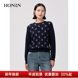 上衣女秋冬HG55OM629 显瘦打底内搭羊毛衣针织衫 HONRN 红人修身