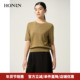 HONRN 上衣女春秋HJ11OM335 羊毛混纺针织衫 红人修身 圆领套头短袖