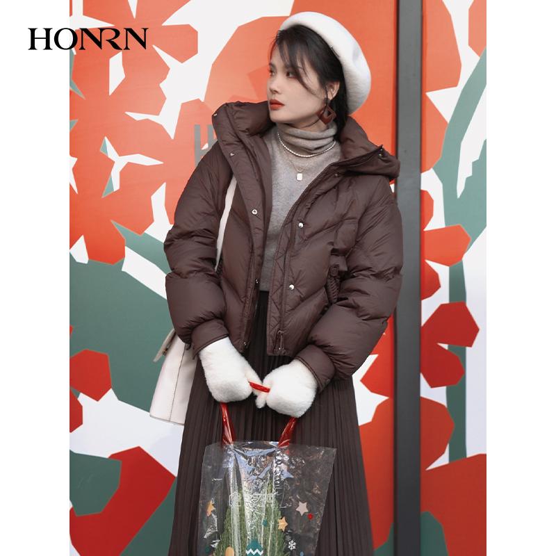 HONRN/红人鸭绒短款连帽羽绒服