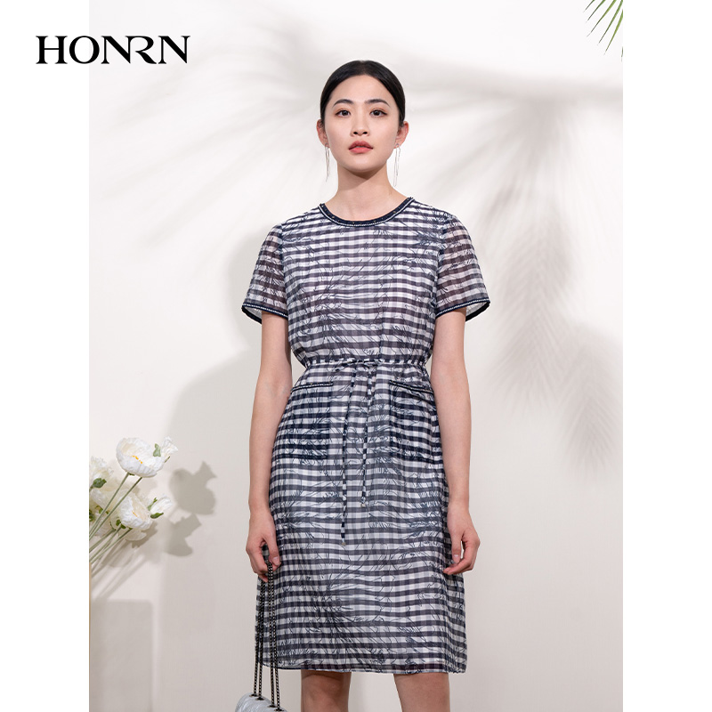 HONRN/红人桑蚕丝真丝棉连衣裙