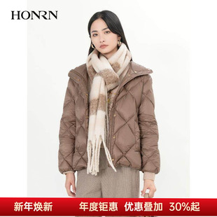 冬季 HONRN 连帽羽绒服外套女款 轻薄白鹅绒短款 HH55YR089 红人时尚