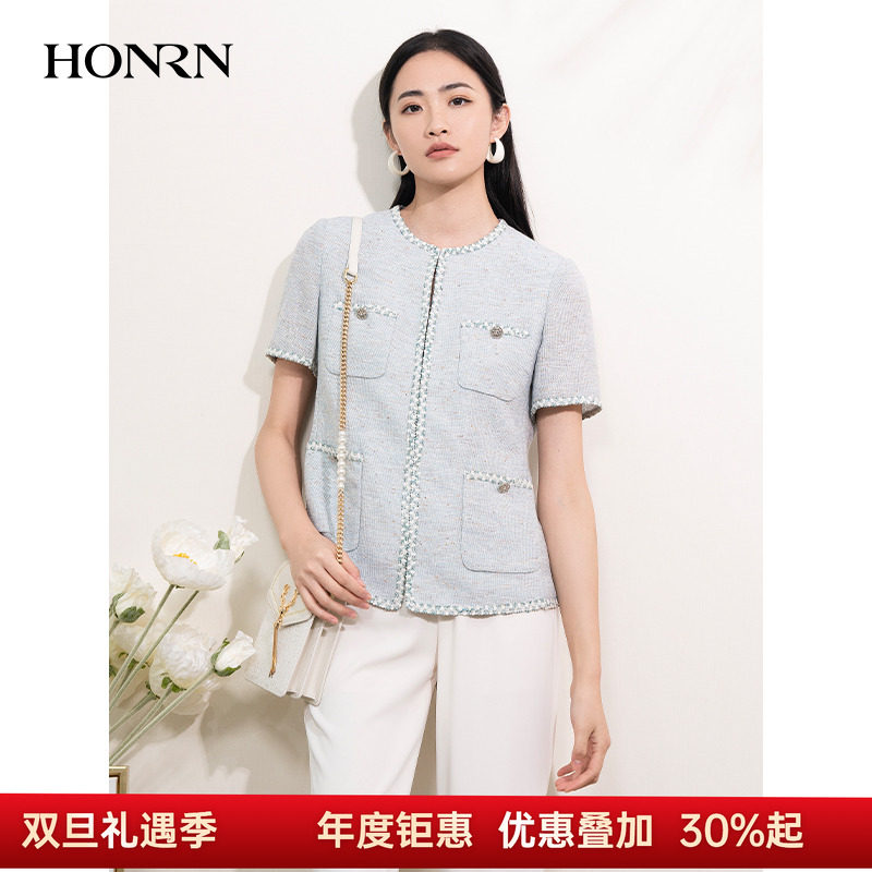 HONRN/红人短袖小香风开衫外套