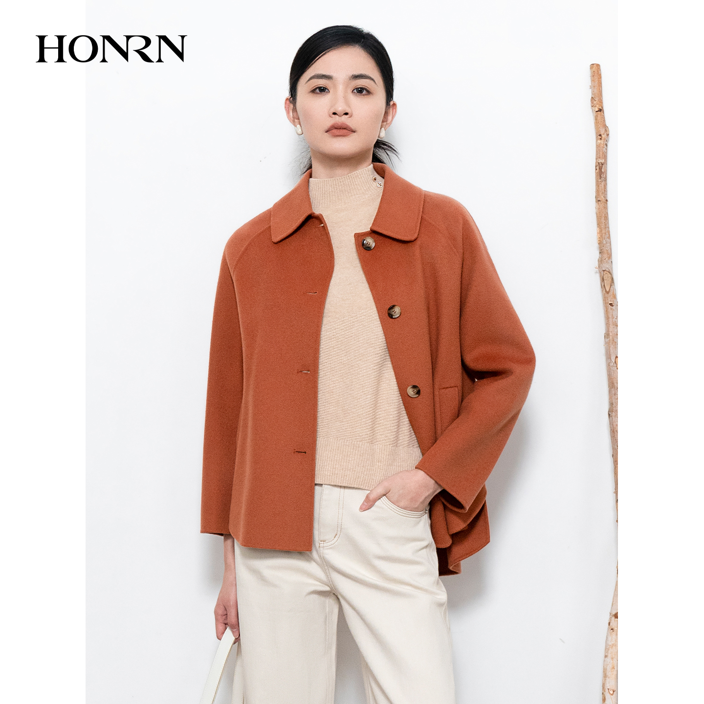 HONRN/红人双面羊毛呢子大衣外套