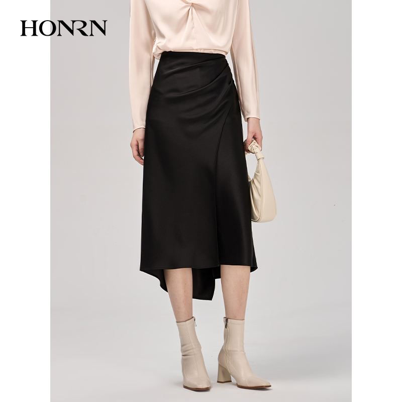 HONRN/红人a字半身裙简约复古