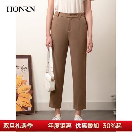HONRN/红人气质显瘦羊毛呢混纺裤子直筒西装裤休闲裤女HI55OK171