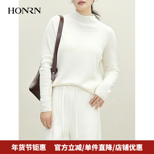 HONRN/红人优雅风半高领羊绒羊毛针织衫女打底衫HK59OM101