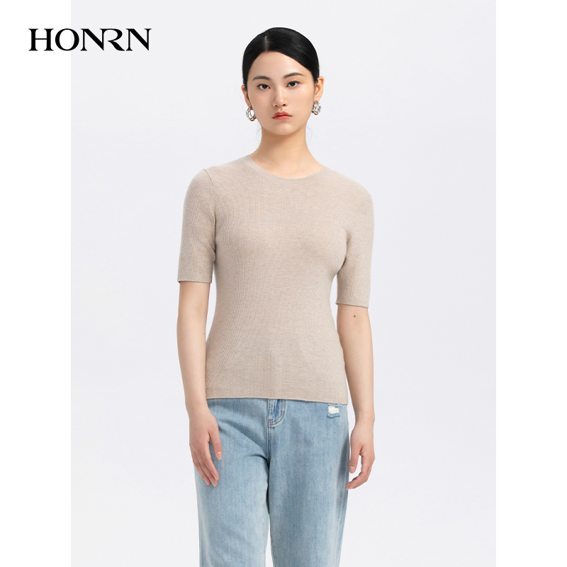 HONRN/红人圆领套头针织衫上衣
