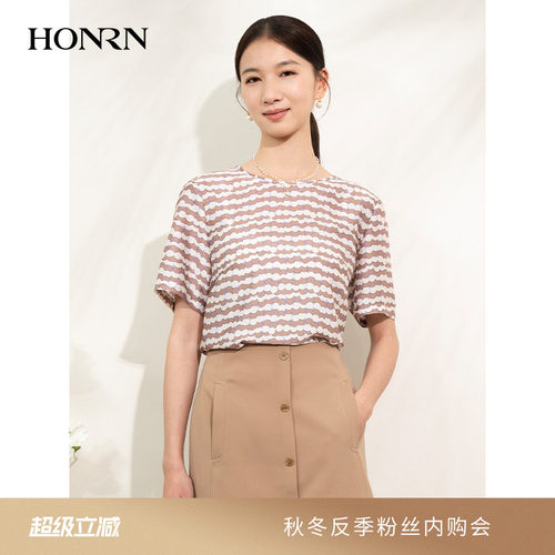 HONRN/红人宽松圆领短袖t恤上衣