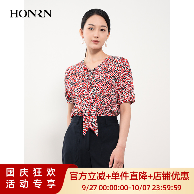 HONRN/红人修身短袖衬衫上衣