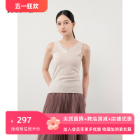 HONRN/红人蕾丝拼接无袖绵羊毛内搭针织背心上衣女春秋HH11OM984