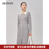 HONRN 羊毛衣针织连衣裙女HI59OM032 显瘦长袖 红人秋冬款 气质修身