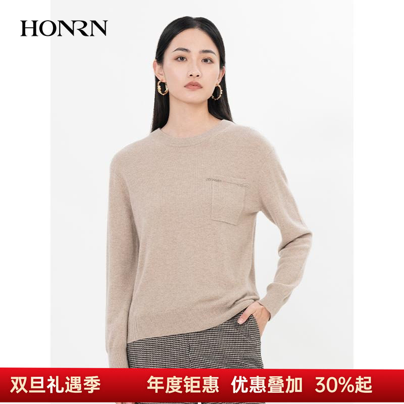 HONRN/红人羊毛圆领针织衫上衣