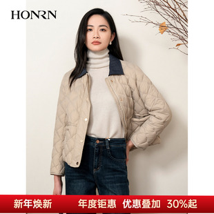 冬季 HONRN 白鸭绒羽绒服外套女款 显瘦轻薄短款 HK59YR050 红人修身