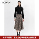 HONRN 红人格子格纹长裙子显瘦羊毛呢a字半身裙女秋冬款 HH55OQ715