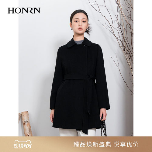 HONRN/红人山羊绒羊毛呢大衣外套