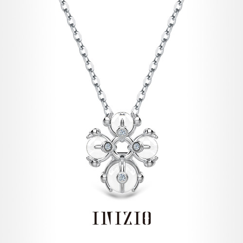 INIZIO白水晶十字花金银拼色项链