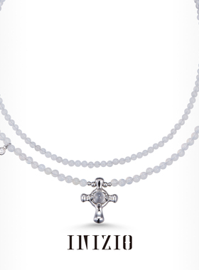 INIZIO十字双串珠链白玛瑙双链