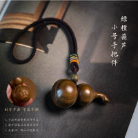 Natural green sandalwood gourd handle piece, purple sandalwood carved portable cultural and artistic pendant, sandalwood decorative item, men's stress-relieving pendant thumbnail 2