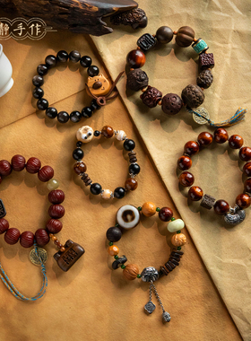 银耀石桃木手串沉香木质菩提手链