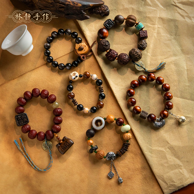 银耀石桃木手串沉香木质菩提手链