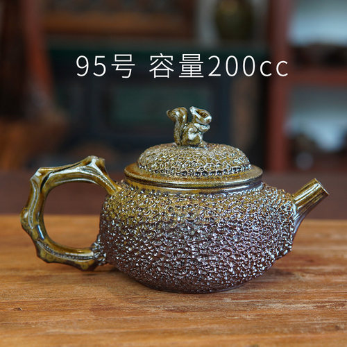 纯手工柴烧壶陶壶茶具自然落灰釉