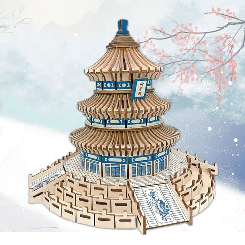 北京天坛模型手工拼装木质3d立体拼图古建筑中国特色礼物地摊K60