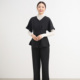 高端美容院美容师工作服女宽松气质养生疗愈技师短袖 黑色 工服套装