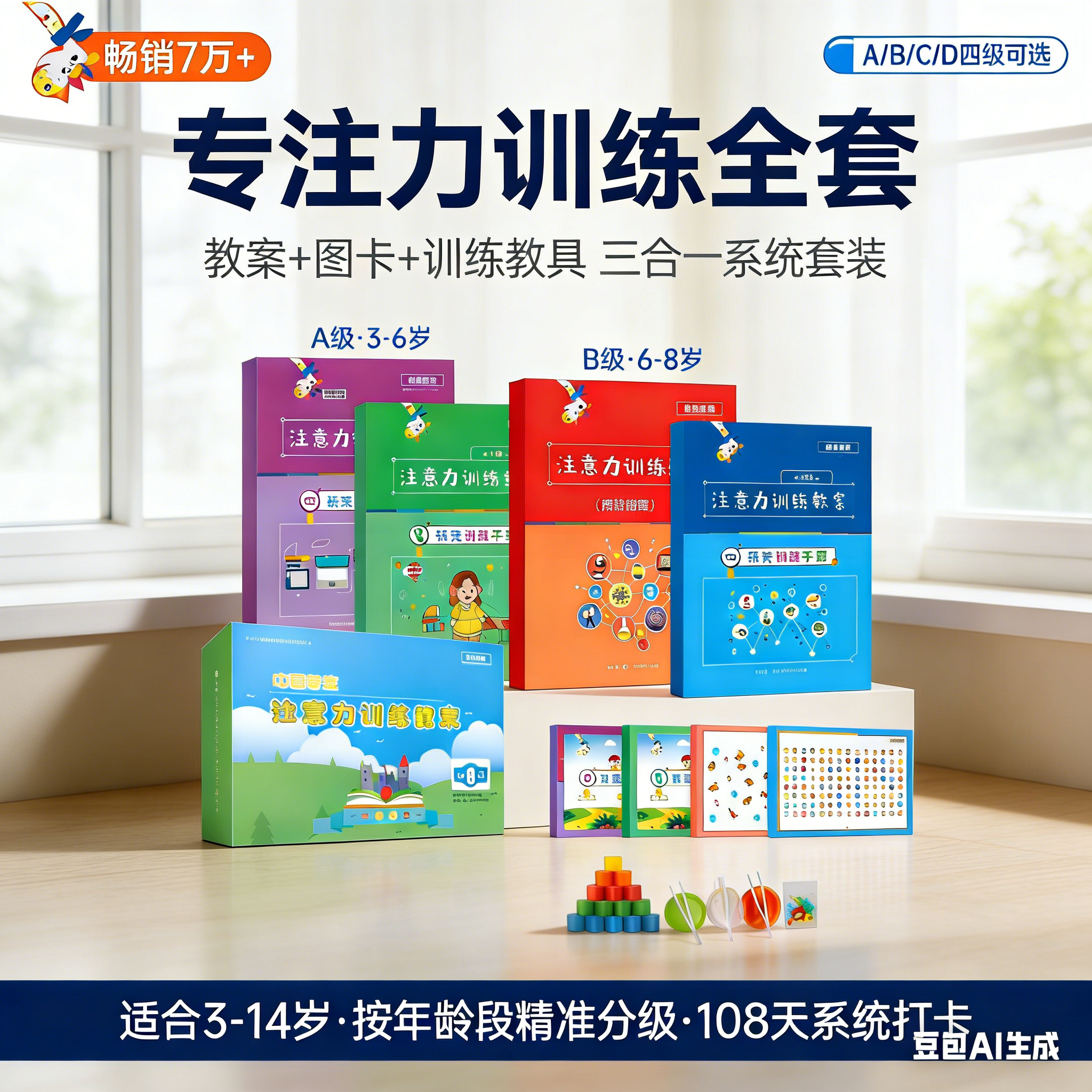 舒尔特方格专注力训练6岁以上宝宝注意神器教具迷宫听觉玩具卡片