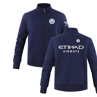 足球运动休闲立领卫衣曼城球衣男新款德布劳内印花球迷训练服外套