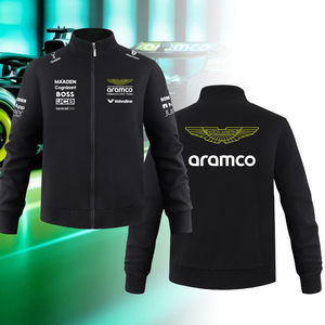 机车服立领卫衣定制阿斯顿马丁F1车队服阿隆索赛车服运动户外外套