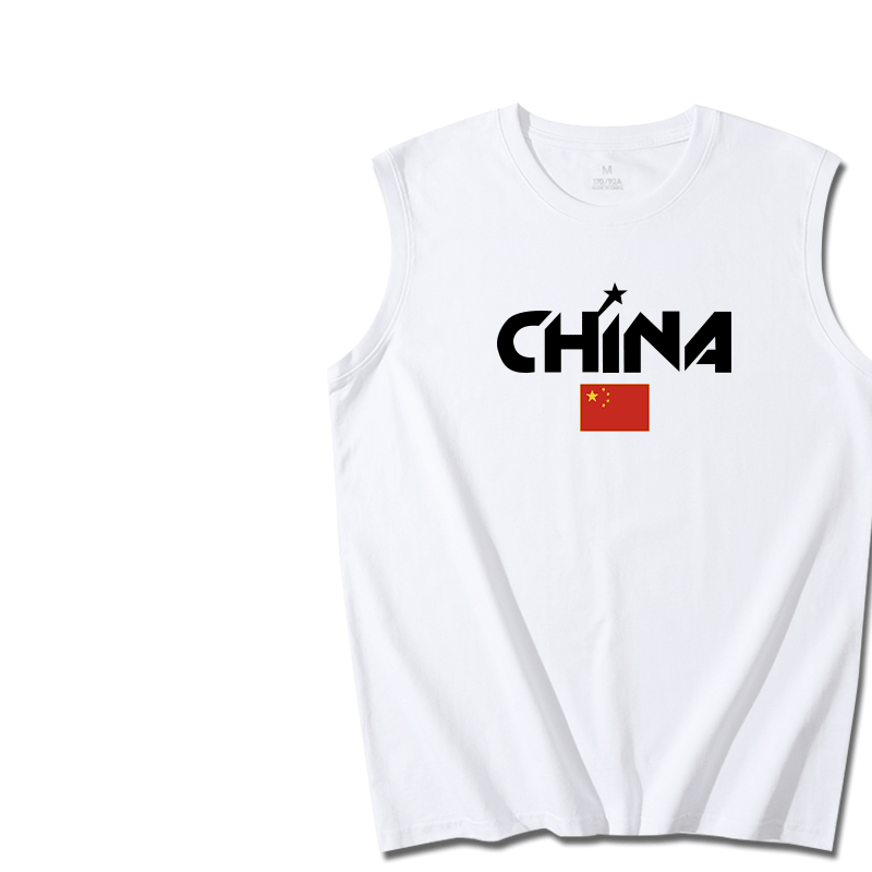 中国队训练服跑步宽肩背心篮球衣