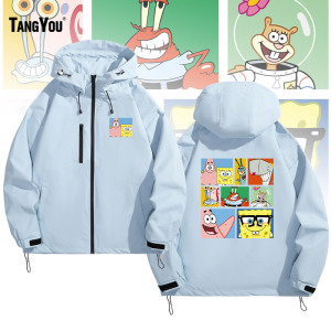 美式卡通海绵派大星联名可爱衣服男女情侣外套时尚情侣装夹克衣服