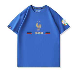 欧洲杯法国队姆巴佩运动训练服球迷纯棉潮流运动休闲男士短袖T恤