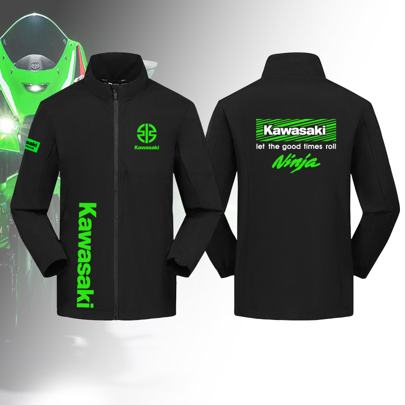 可定制川崎Kawasaki摩托车冲锋衣夹克男机车爱好者骑行服赛车外套
