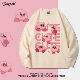 星之卡比美式秋冬卫衣oversize纯棉加绒潮牌休闲情侣外套男生帽衫