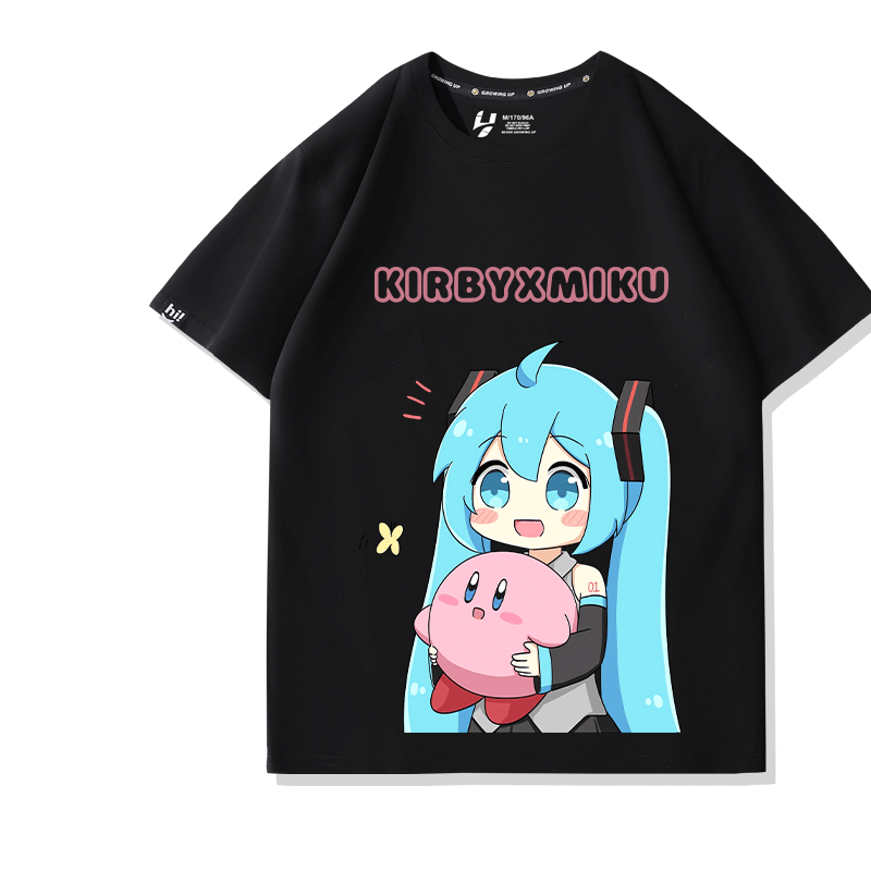 星之卡比初音未来联名短袖二次元卡通情侣装纯棉动漫卡通学生T恤
