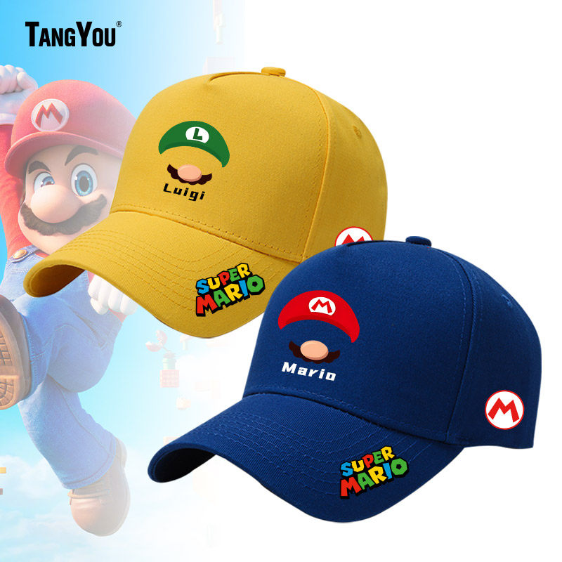 定制玛丽马里奥路易吉游戏周边棒球帽子男女儿童装学生防晒鸭舌帽