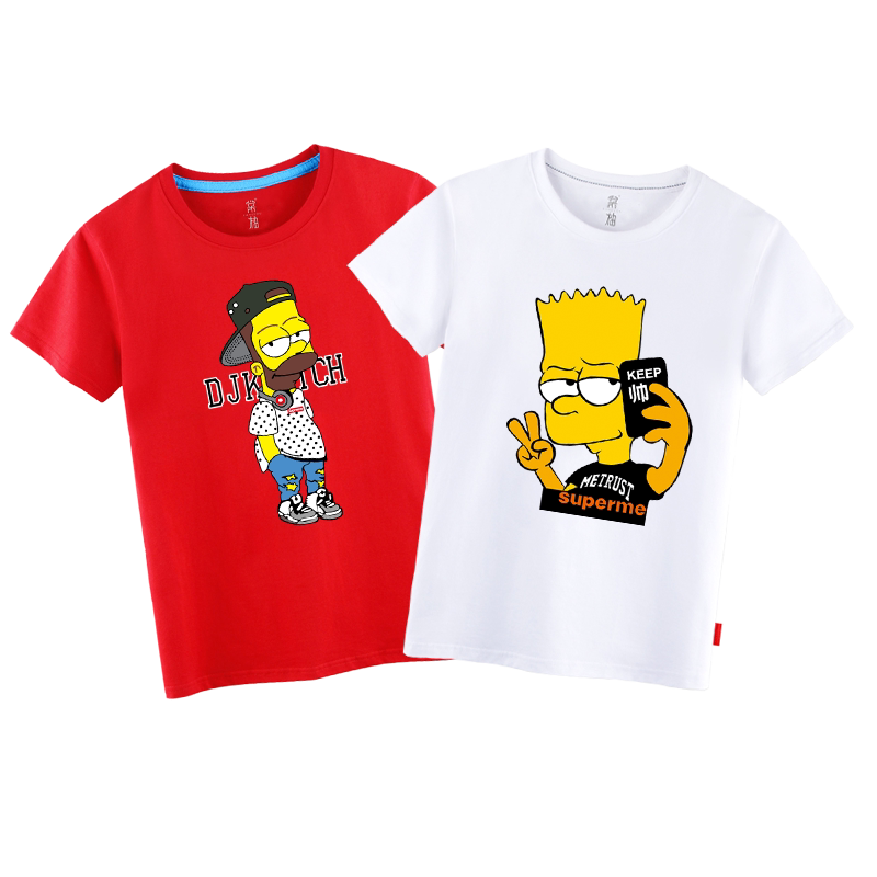 卡通动漫辛普森短袖T恤男女情侣新款夏季印花个性简约运动上衣潮