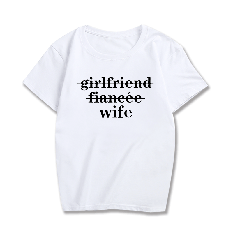 创意个性时尚印花圆领纯棉girlfriend休闲短袖t恤男女情侣字母衣