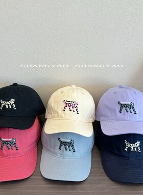 亲子款ns卡通花斑猫棒球帽春秋潮时尚个性鸭舌帽男女百搭儿童帽子