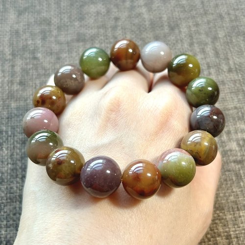 盐源玛瑙手串天然老矿大颗粒老矿满肉七彩手链凉山原矿民族风饰品