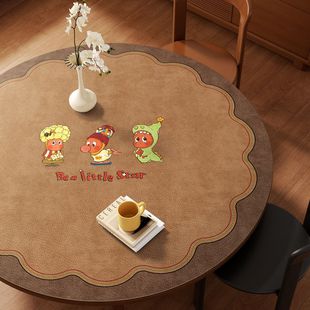 中古风圆形桌布防水防油免洗餐桌垫PVC圆桌垫茶几台布耐脏书桌垫