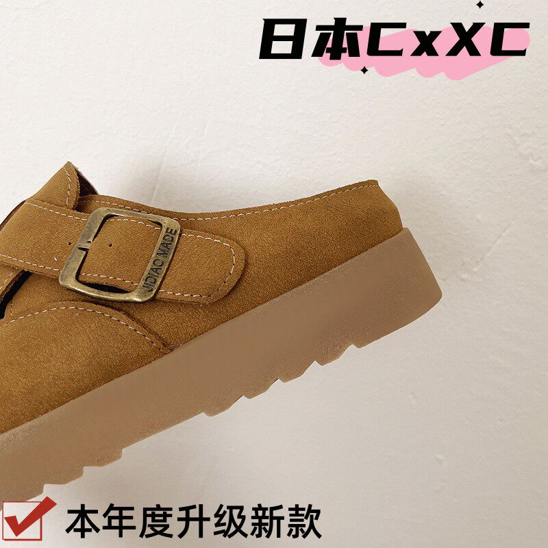 新款春秋百搭勃肯鞋女鞋2025防滑包头外穿丑萌休闲懒人鞋半拖YY05