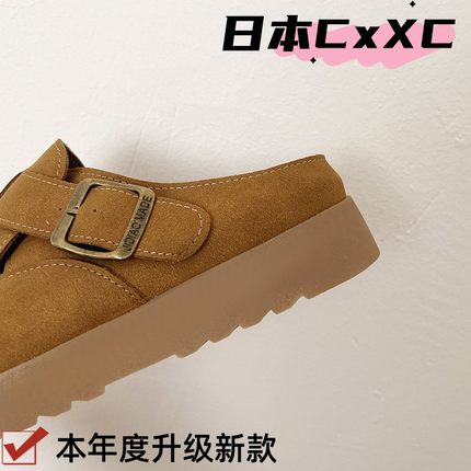 新款春秋百搭勃肯鞋女鞋2025防滑包头外穿丑萌休闲懒人鞋半拖YY05