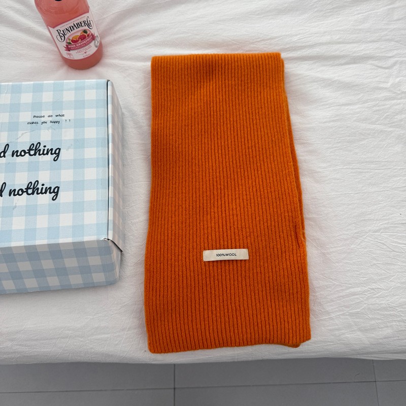 100%绵羊毛围巾 韩国东大门出口单纯色女冬季氛围感保暖针织SD80