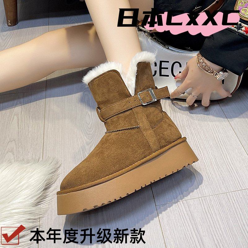 雪地靴女2025冬季爆款新款厚底中筒增高加绒加厚短筒雪地棉鞋YY32