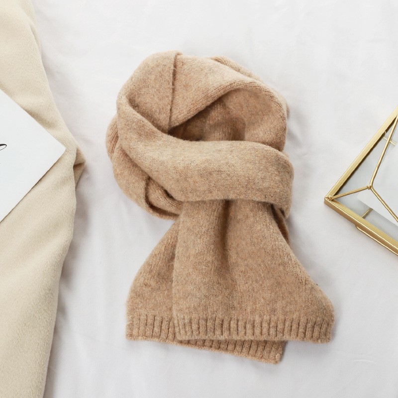 纯色针织围巾女秋冬季加厚保暖过年围脖女生日礼物百搭情侣款HB13
