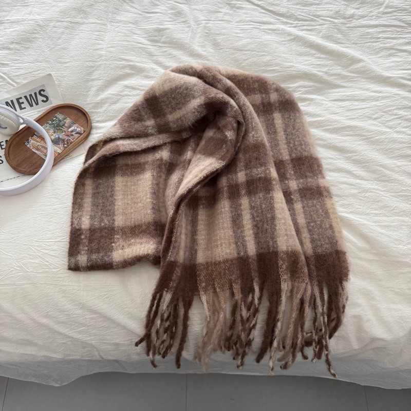 乌梅子酱~甜爱圈圈纱格子冬季围巾女保暖百搭围脖披肩学生SD02