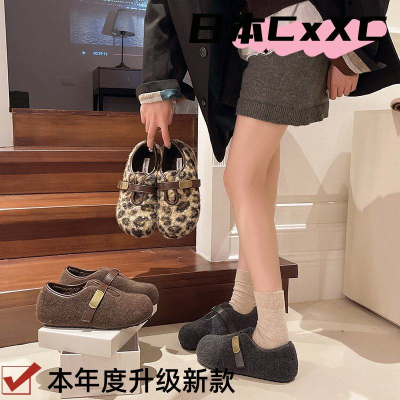 全包灰色勃肯鞋女鞋子2025秋冬新款爆款一脚蹬懒人鞋加绒博肯YY12